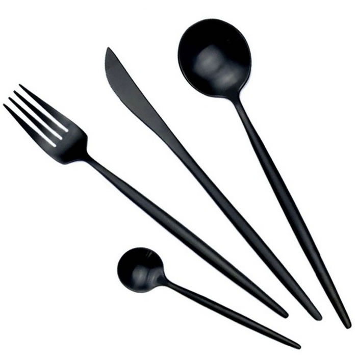 фото Набор столовых приборов maison maxx stainless steel modern flatware set black