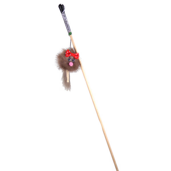 Игрушка-махалка для кошек GoSi Зверек из норки Микки на веревке, 50 см