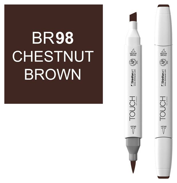 

Маркер Touch Brush двухсторонний на спиртовой основе Бронзовый 099 коричневый