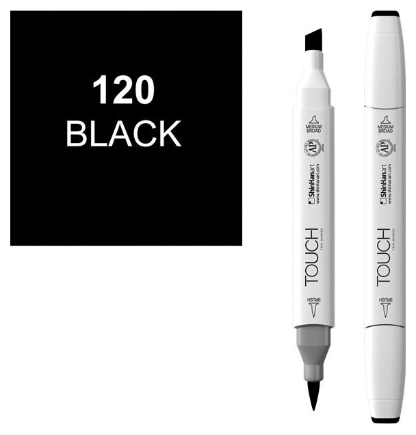 

Маркер Touch Brush двухсторонний на спиртовой основе Черный 120 черный