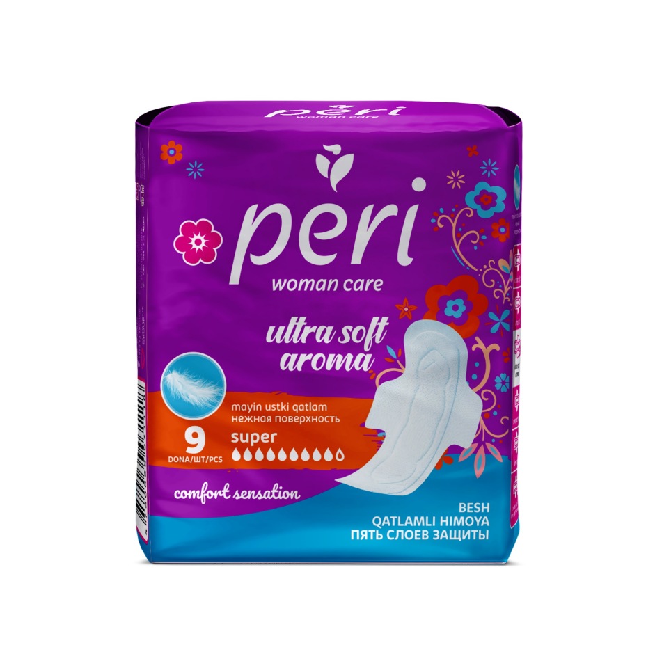 Женские гигиенические прокладки PERI Ultra Aroma Super 9 шт. (хлопок)