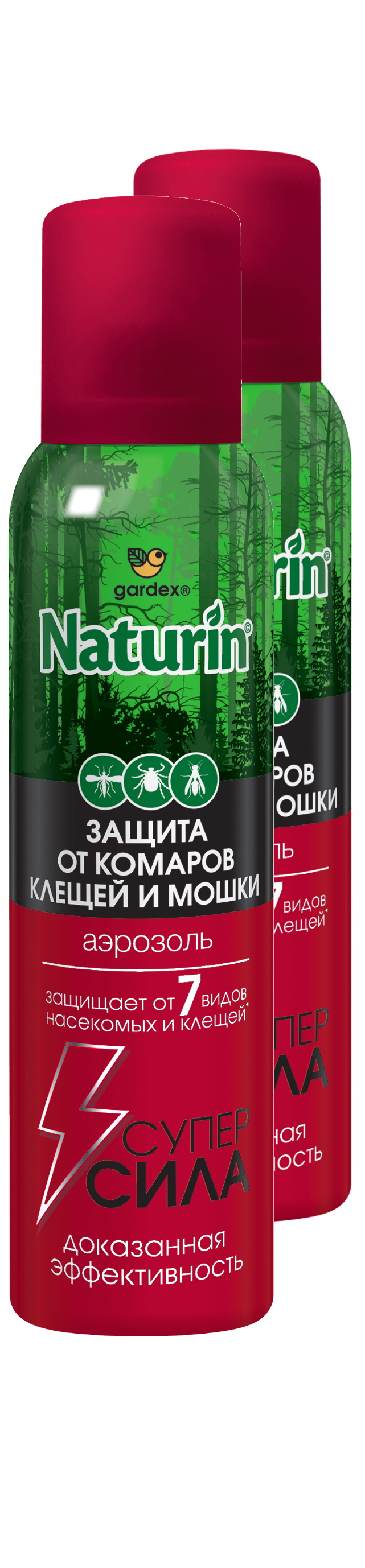 

Аэрозоль от комаров, клещей и мошки Gardex Naturin 150 мл 2 шт