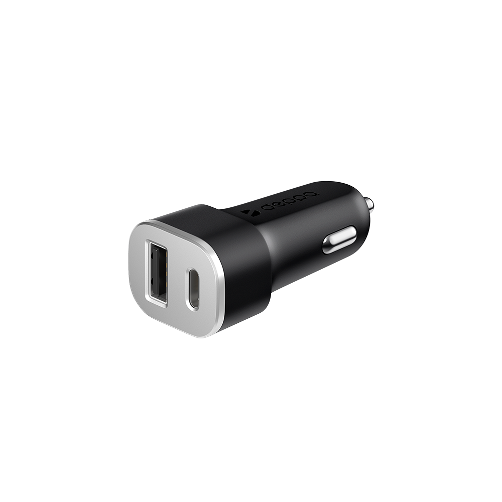 Автомобильное зарядное устройство Deppa USB-A + USB-C, 4.8A, черный