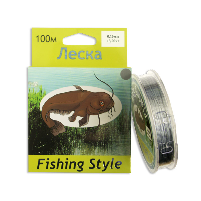 Леска плетеная Fishing Style RL2902 0,16 мм, 100 м, 13,2 кг, серый