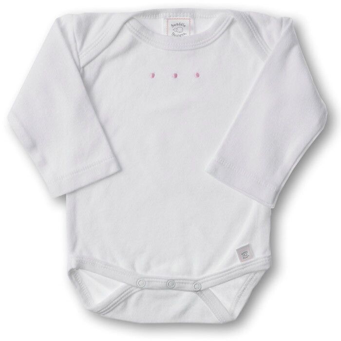 

Боди с длинным рукавом SwaddleDesigns White w/PP Dots, размер 68, SD-203PP
