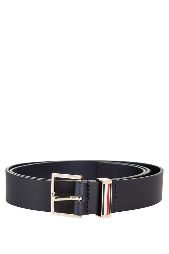 

Кожаный ремень Tommy Hilfiger с золотистой пряжкой, 90см (42), Синий, AW0AW07659