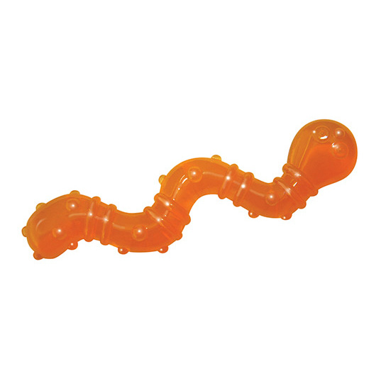 Жевательная игрушка для кошек Petstages Орка червяк мята, резина, оранжевый, 11 см