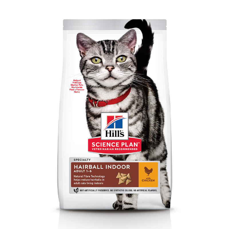 фото Сухой корм для кошек hill's science plan hairball control, выведение шерсти, курица, 1,5кг