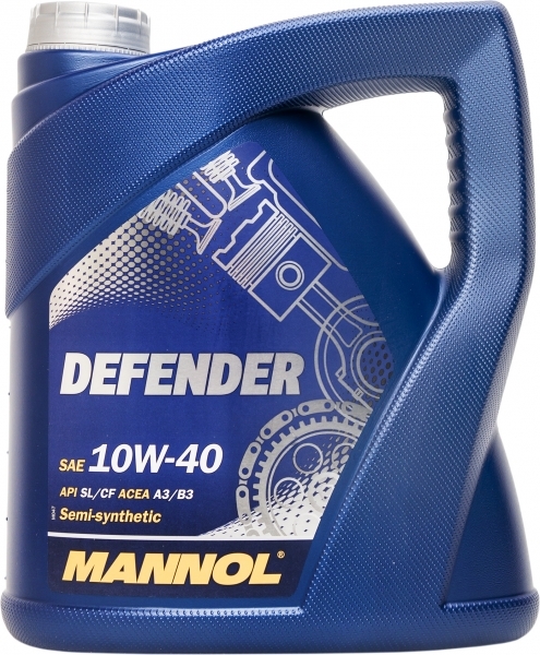 фото 7507 mannol defender 10w40 5 л. полусинтетическое масло с технологией stahlsynt 10w-40