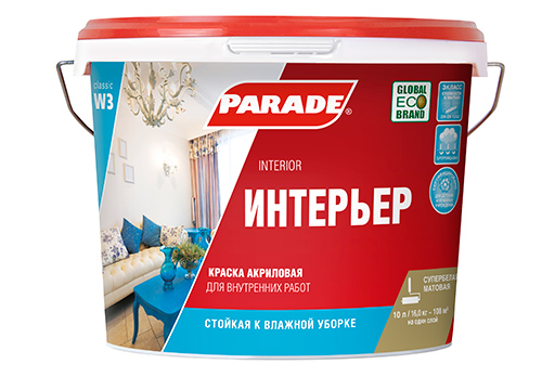 фото Краска акриловая интерьер parade w3, белый матовый 5л