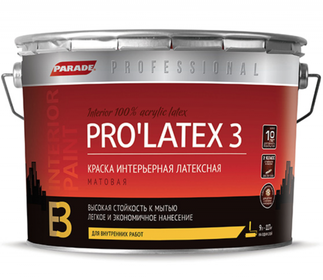 фото Краска латексная parade pro'latex е3 база а матовая 2,7л