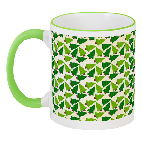 фото Кружка printio с цветной ручкой и ободком елки