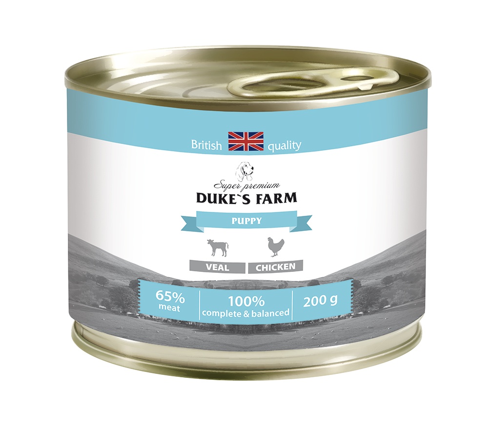 

Консервы для щенков DUKE'S FARM Puppy, телятина, курица, 6шт, 200г, Puppy