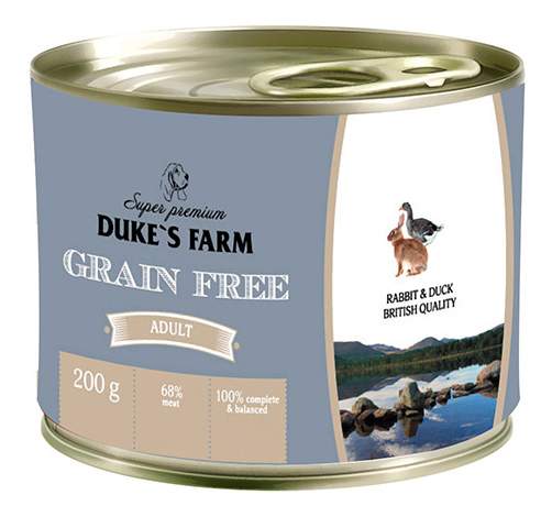 фото Консервы для собак duke's farm grainfree, кролик, утка, 6шт, 200г