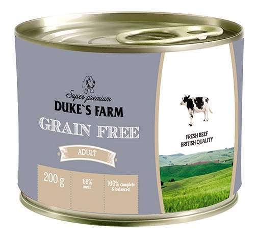 фото Консервы для собак duke's farm grainfree, говядина, клюква, шпинат, 6шт, 200г