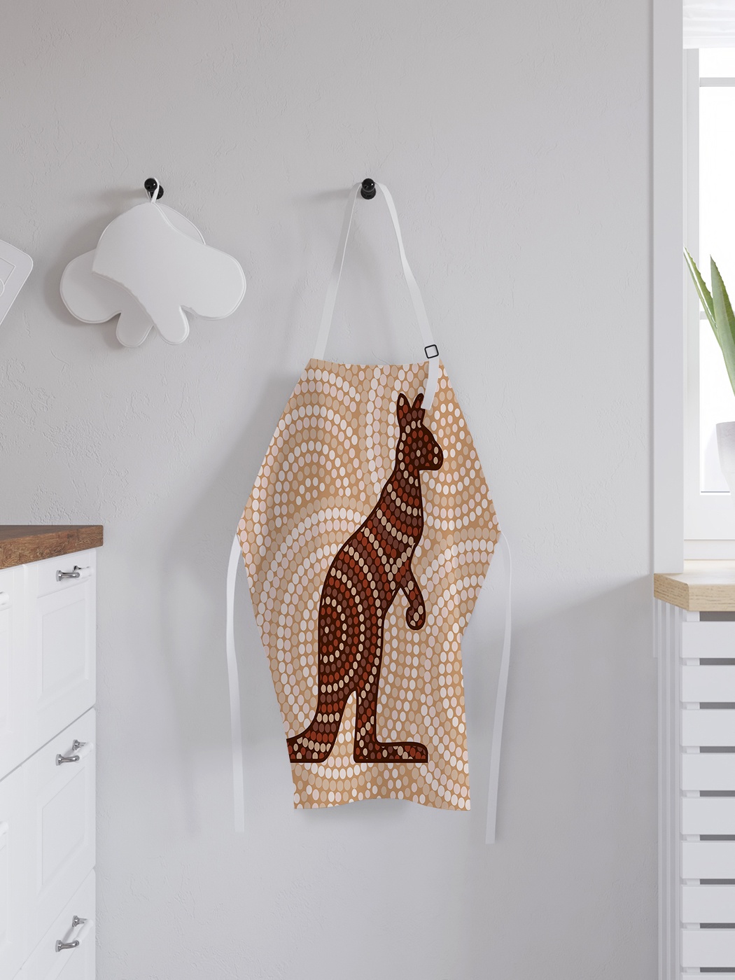 фото Фартук кухонный регулируемый "кенгуру в мозаике", универсальный размер joyarty