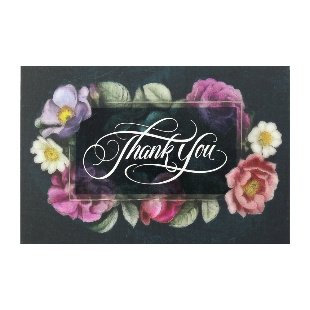 

Дизайнерская открытка Thank you Mixed Flowers для благодарности, Разноцветный