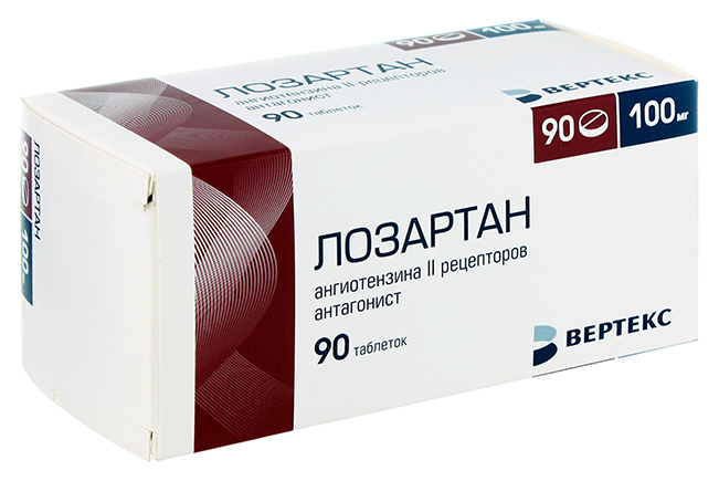 Купить Лозартан-Вертекс таблетки, покрытые пленочной оболочкой 100 мг 90 шт.