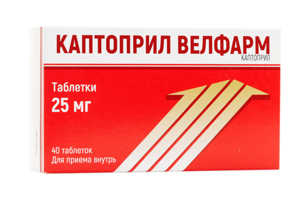 Купить Каптоприл Велфарм таблетки 25 мг №40, Велфарм ООО, Россия