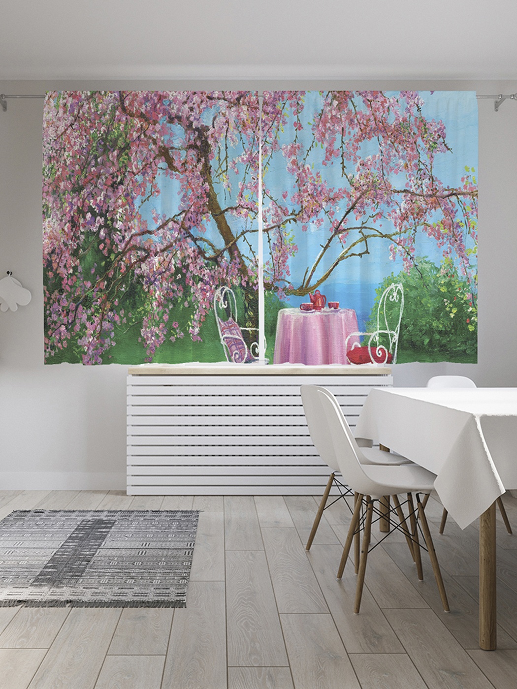 фото Шторы с фотопечатью "ужин в саду" из сатена, 290х180 см joyarty