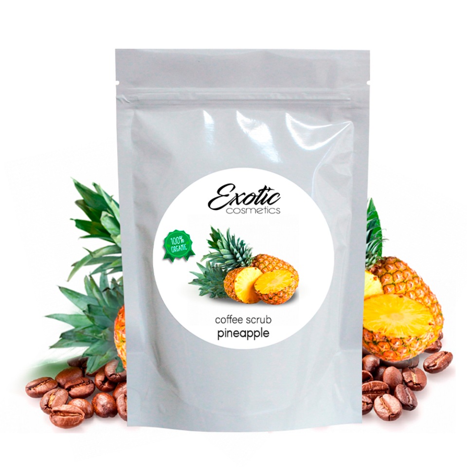 

Кофейный скраб EXOTIC COSMETICS, с нежным ароматом ананаса 220 гр