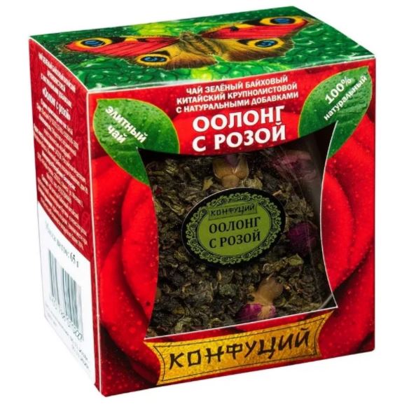 

Чай Конфуций Оолонг с розой, улун листовой с добавками, 65 гр