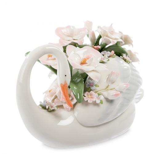 

Фигурка Pavone, Лебедь с цветами, 13*12*23 см, Белый