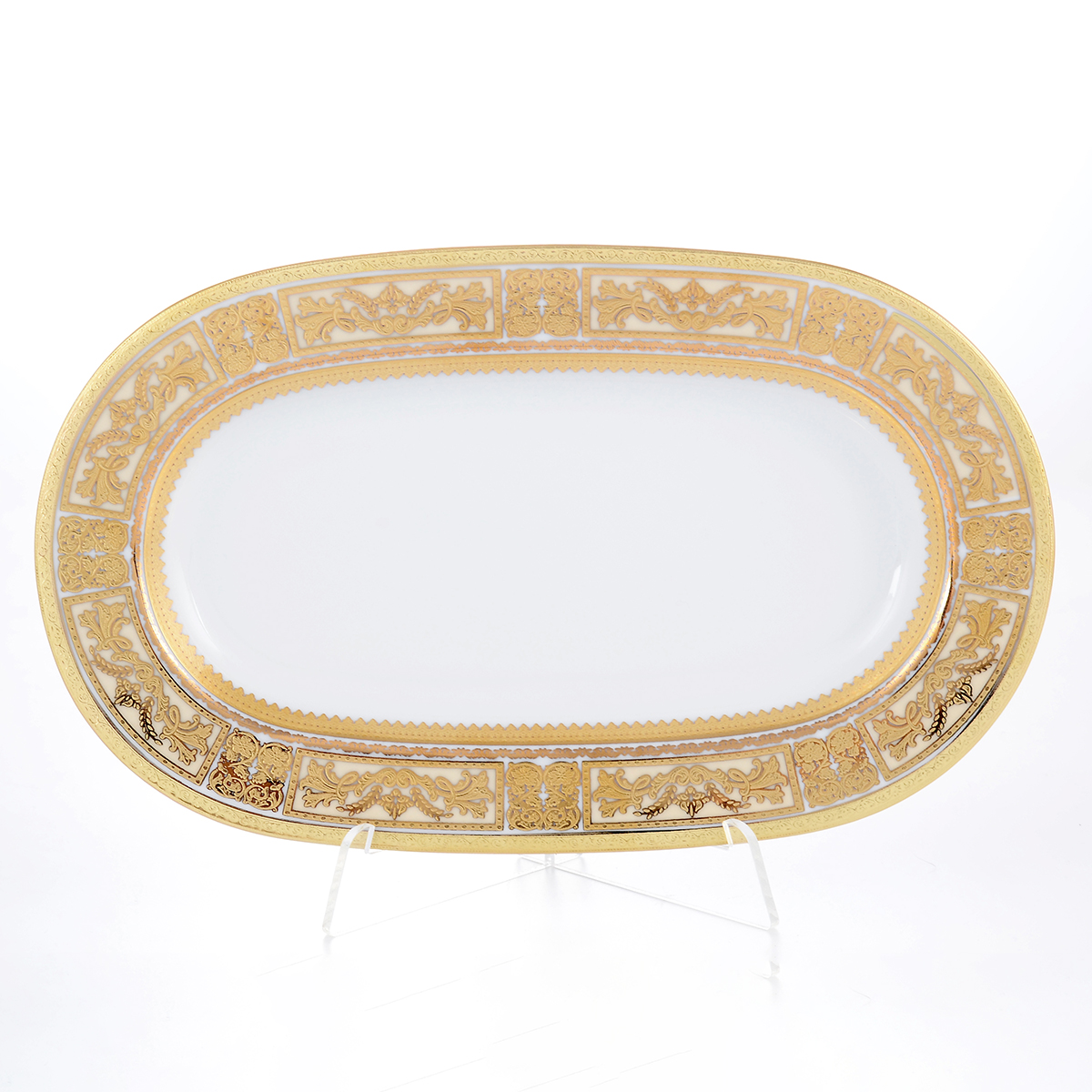 фото Блюдо овальное falkenporzellan diadem white creme gold 24 см