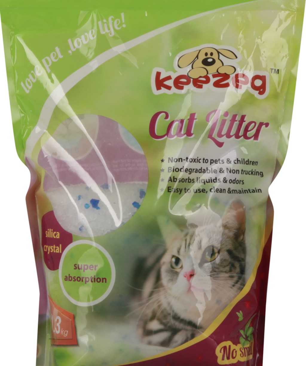 Впитывающий наполнитель для кошек Keezeg силикагелевый, 1.3 кг, 3.5 л