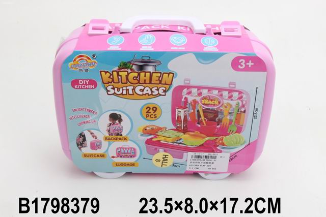

Игровой набор Shantou Кухня в чемдане 29 аксессуаров цв. розовый