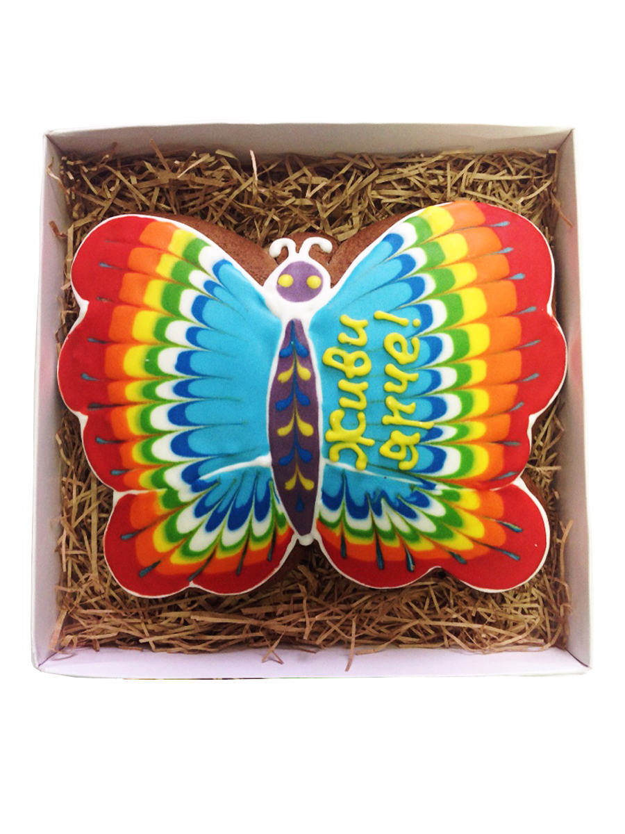 Пряник Царский пряник бабочка живи ярко имбирный в коробке 130 г