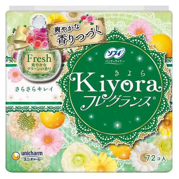Ежедневные прокладки Unicharm Sofy 72 Kiyora с ароматом свежей зелени,72 шт