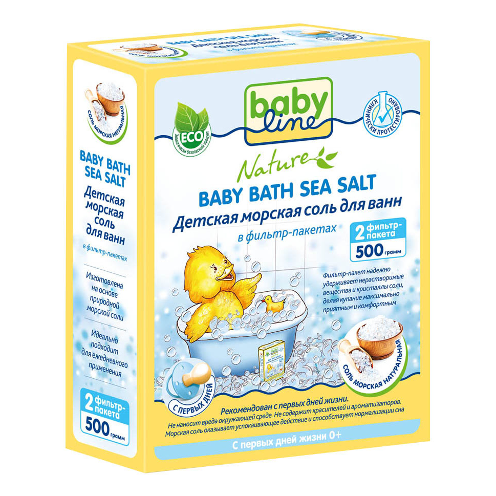 фото Детская морская соль для ванн babyline 500 г натуральная