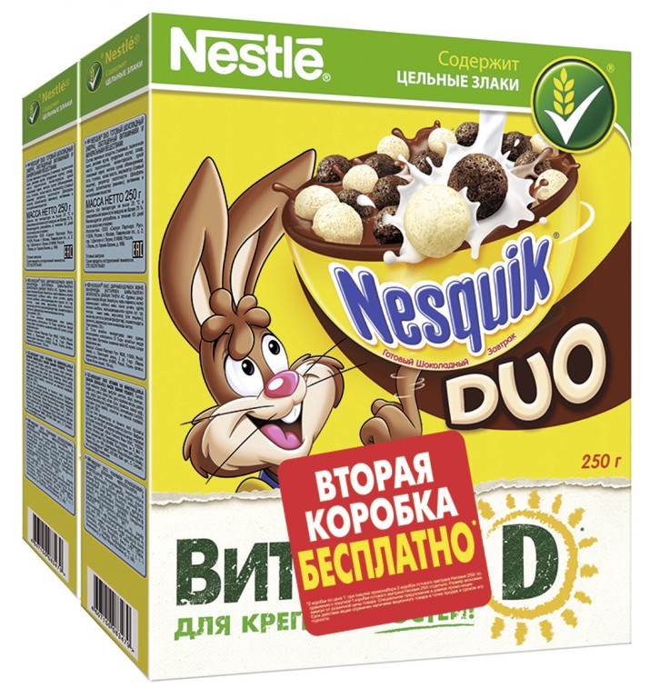 Готовый шоколадный завтрак Nesquik Duo обогащенный витаминами и минеральными веществами