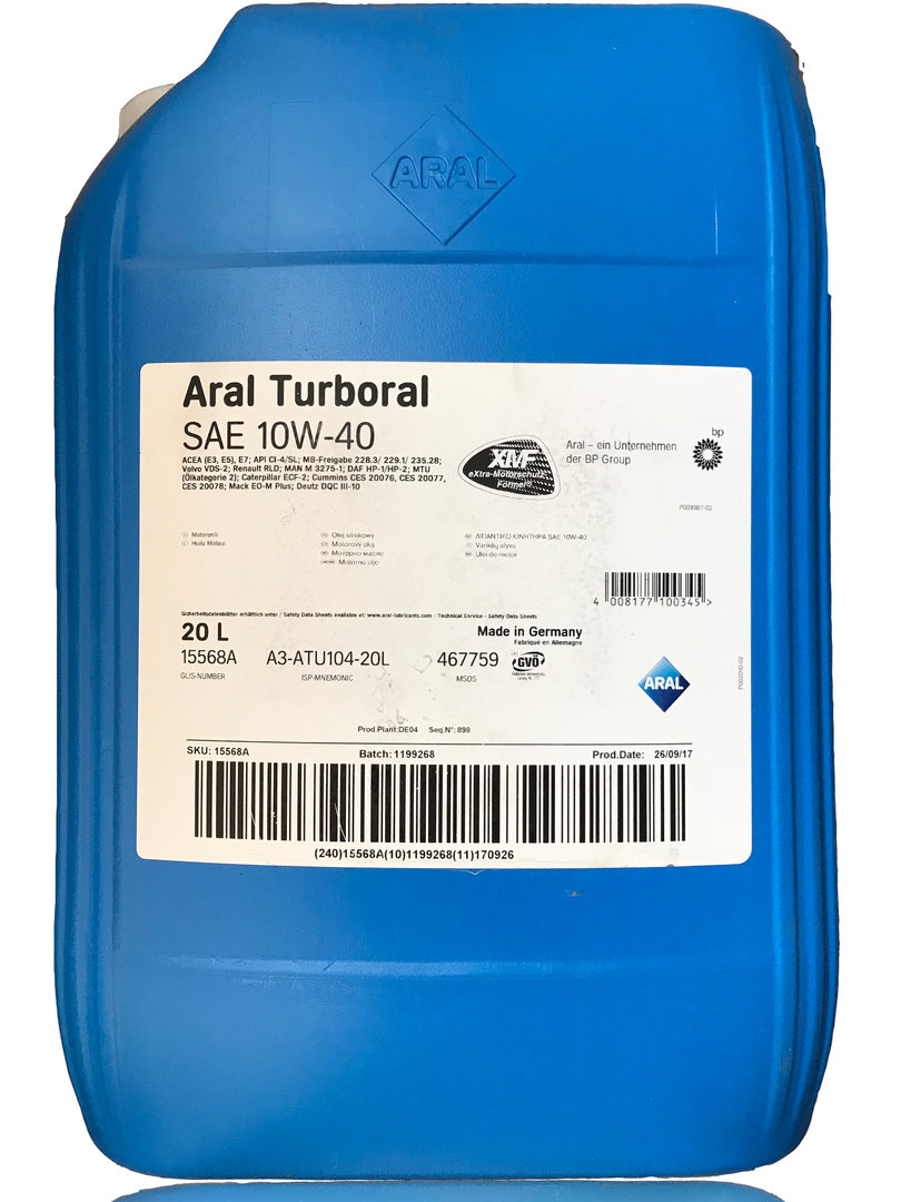 фото Моторное масло aral turboral sae 10w-40 (20л)