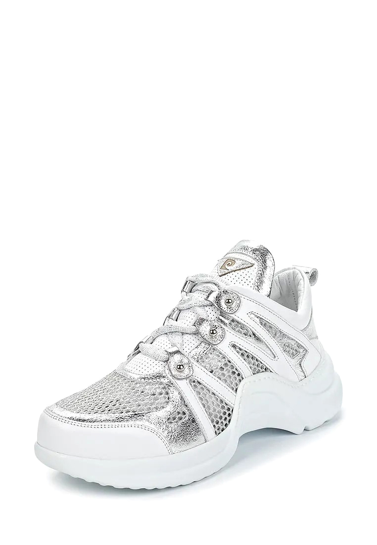 фото Кроссовки женские pierre cardin 00406930 белые/серебристые 39 ru
