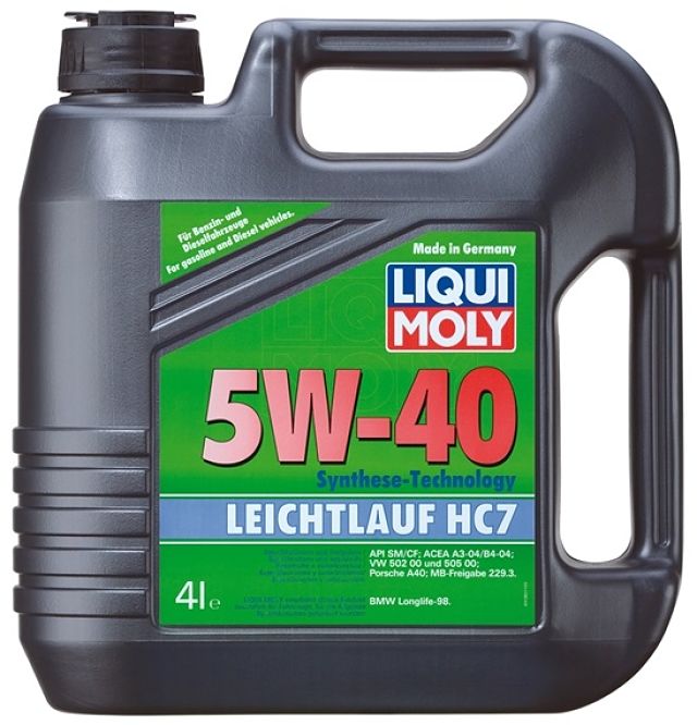 фото 1382 liquimoly нс-синт. мот.масло leichtlauf hc 7 5w-40 sn a3/b4 (4л) liqui moly