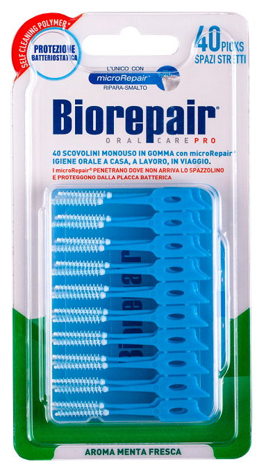 фото Ершик для зубов scovolini monouso in gomma stretti 40 шт biorepair
