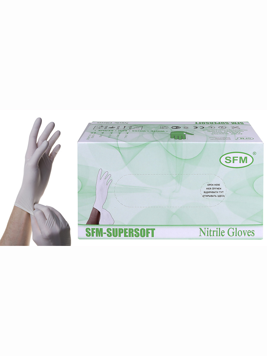 Купить Перчатки медицинские SFM Hospital Products SUPERSOFT XL белый 100 пар, нитрил