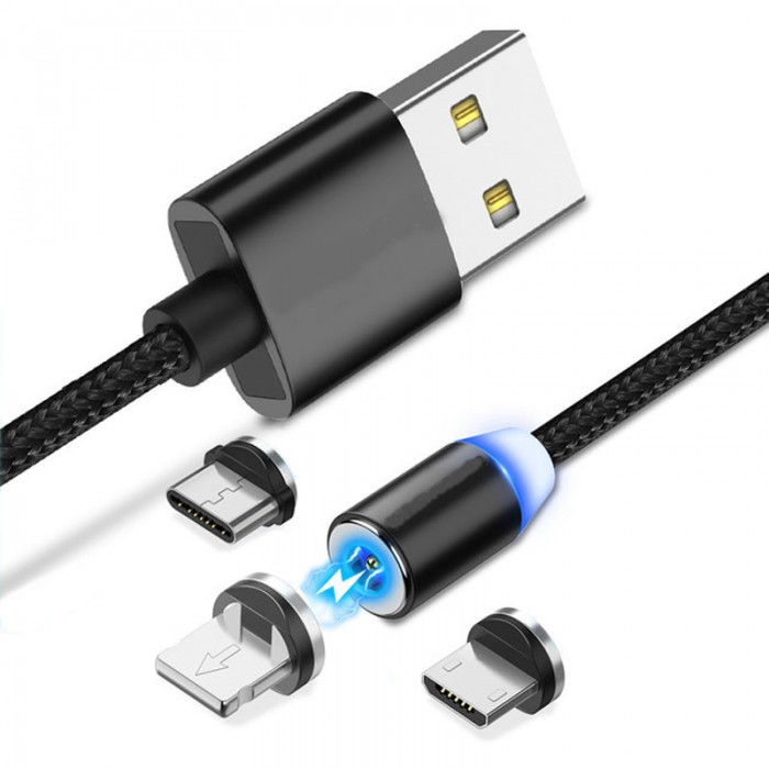 

Кабель NoBrand MAG-3v1, Type-C , Lightning , Micro USB 1м Black