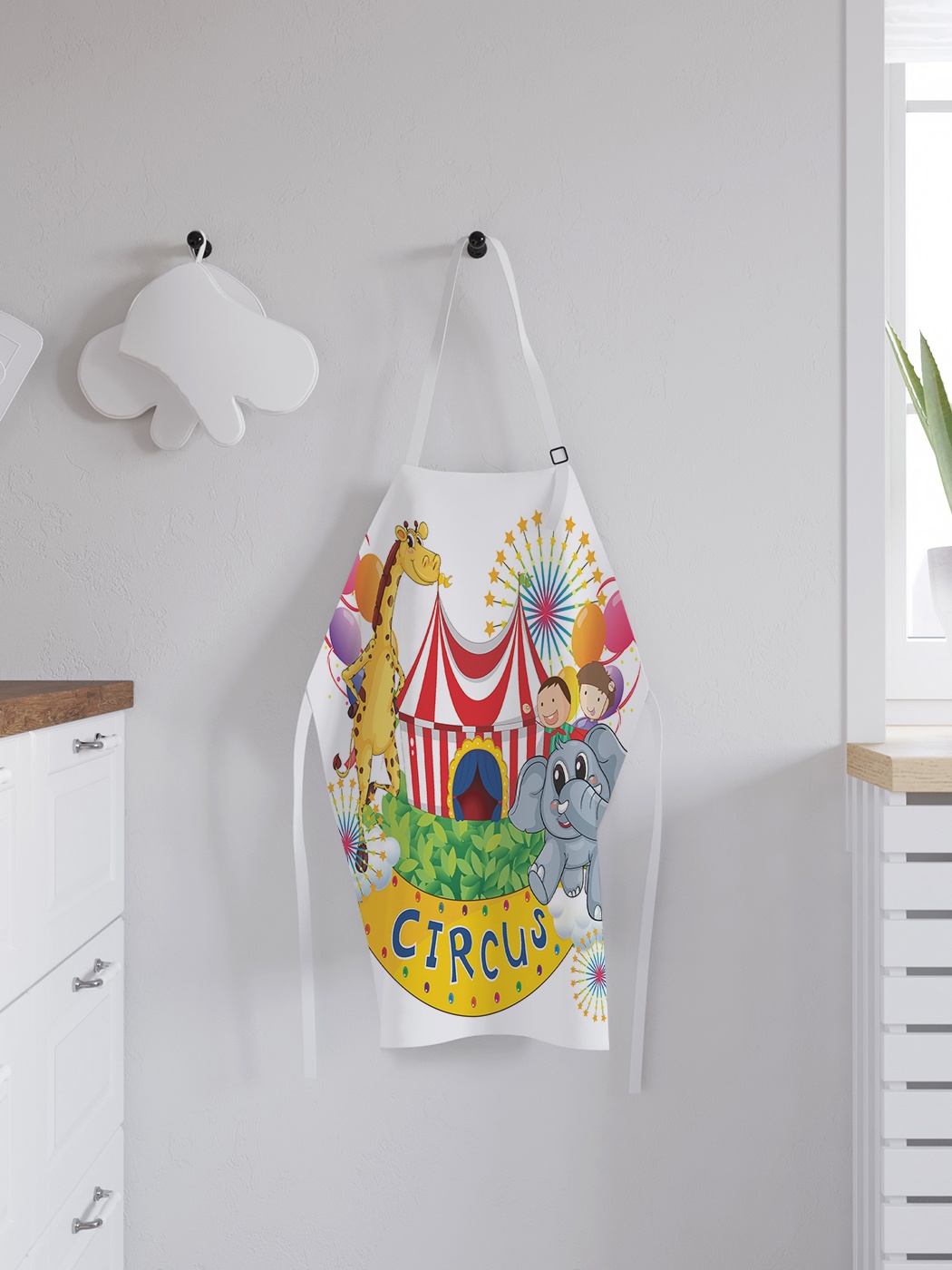фото Фартук кухонный регулируемый "цирк для детей", универсальный размер joyarty