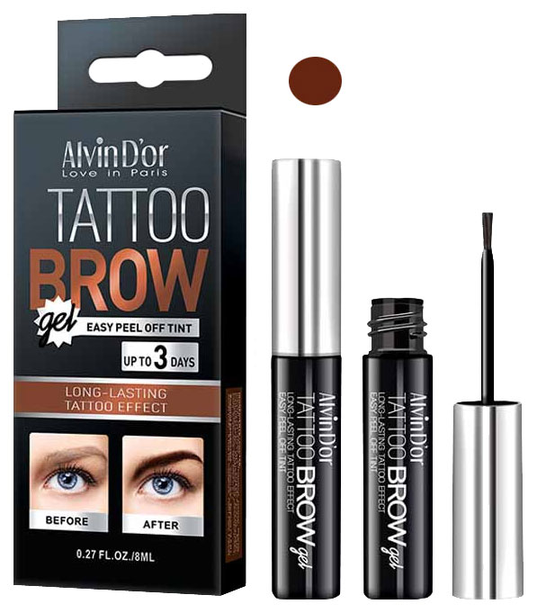 фото Гель-тинт для бровей alvin d'or tattoo brow dark brown