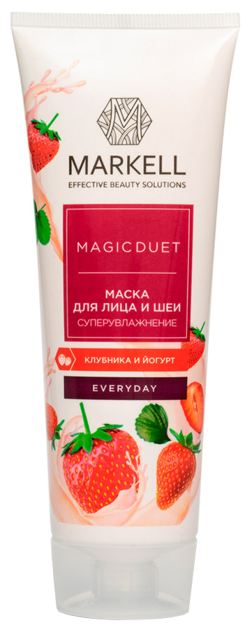 фото Маска для лица и шеи markell magic duet клубника и йогурт 120 мл