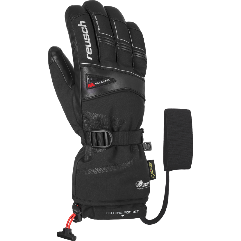 фото Перчатки горнолыжные reusch 2019-20 volcano gtx black/fire red (inch (дюйм):9,5)