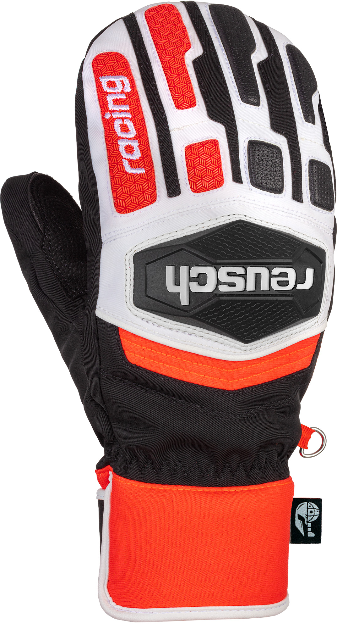 фото Варежки reusch worldcup warrior r-tex xt mitten, 2021, black/white/fluo red, 7.5