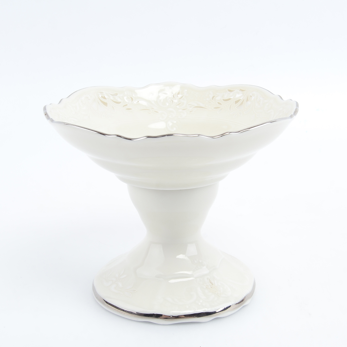 

Конфетница на ножке Bernadotte Платиновый узор Be-Ivory 16 см