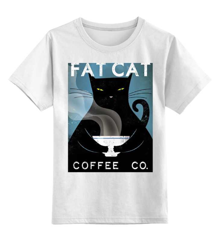 

Детская футболка Printio Fat cat цв.белый р.128, 0000000758198