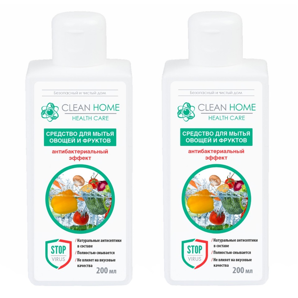 

Средство для мытья овощей и фруктов CLEAN HOME 200мл- 2 шт