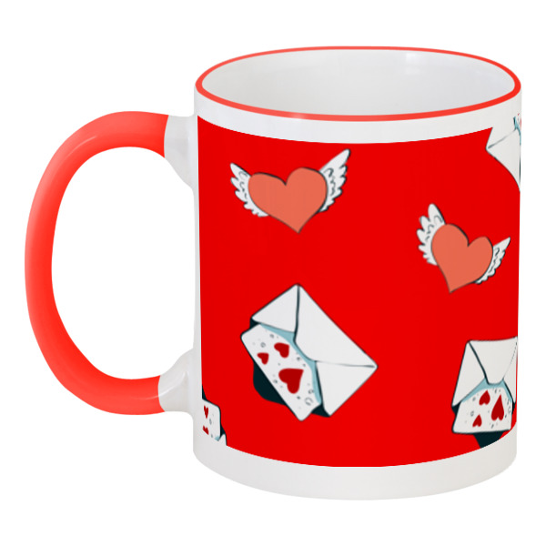 

Кружка Printio с цветной ручкой и ободком Сердечки