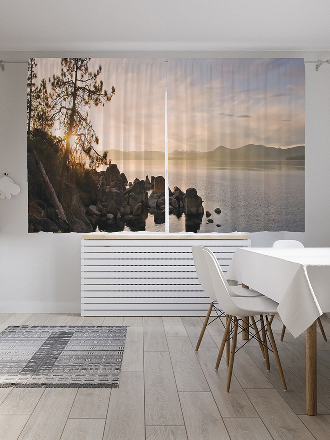 фото Шторы с фотопечатью "каменный берег" из сатена, 290х180 см joyarty